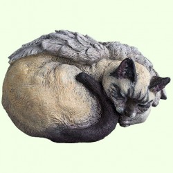 Скульптурный памятник Спящий сиамский кот с крыльями ангела