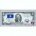 Банкнота США 2 доллара 1976 с печатью USPS, собака кувас, Gem UNC