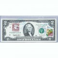 Банкнота США 2 доллара 1995 с печатью USPS, пчела, Gem UNC