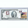 Банкнота США 2 доллара 1995 с печатью USPS, полярные медведи, Gem UNC