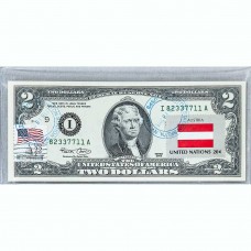 Банкнота США 2 доллара 2003 с печатью USPS, флаг Австрии, Gem UNC
