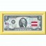 Банкнота США 2 доллара 2003 с печатью USPS, флаг Австрии, Gem UNC