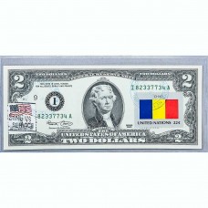 Банкнота США 2 доллара 2003 с печатью USPS, флаг Чада, Gem UNC