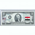 Банкнота США 2 доллара 2003 с печатью USPS, флаг Египта, Gem UNC