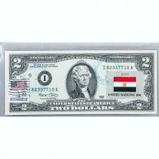 Банкнота США 2 доллара 2003 с печатью USPS, флаг Египта, Gem UNC