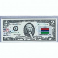 Банкнота США 2 доллара 2003 с печатью USPS, флаг Гамбия, Gem UNC