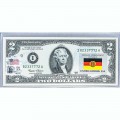 Банкнота США 2 доллара 2003 с печатью USPS, флаг ГДР, Gem UNC