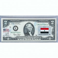 Банкнота США 2 доллара 2003 с печатью USPS, флаг Йемена, Gem UNC