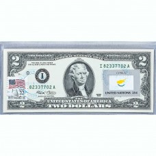 Банкнота США 2 доллара 2003 с печатью USPS, флаг Кипра, Gem UNC