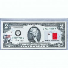 Банкнота США 2 доллара 2003 с печатью USPS, флаг Мальты, Gem UNC