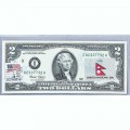 Банкнота США 2 доллара 2003 с печатью USPS, флаг Непала, Gem UNC