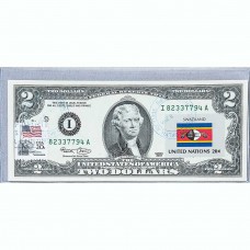 Банкнота США 2 доллара 2003 с печатью USPS, флаг Свазиленда, Gem UNC