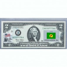 Банкнота США 2 доллара 2003 с печатью USPS, флаг Заира, Gem UNC