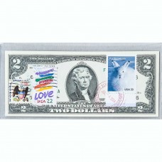 Банкнота США 2 доллара 2009 с печатью USPS, арктический заяц, Gem UNC