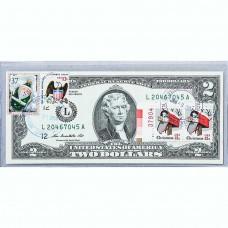 Банкнота США 2 доллара 2009 с печатью USPS, елочная игрушка, Gem UNC