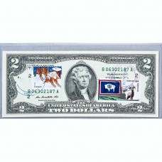 Банкнота США 2 доллара 2009 с печатью USPS, рождественские олени, Gem UNC