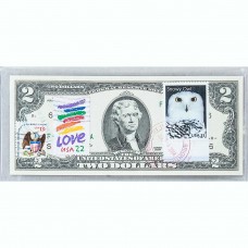 Банкнота США 2 доллара 2009 с печатью USPS, снежная сова, Gem UNC