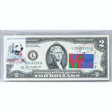 Банкнота США 2 доллара 2009 с печатью USPS, собака венгерский кувас, Gem UNC