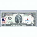Банкнота США 2 доллара 2013 с печатью USPS, флаг Ангильи, Gem UNC