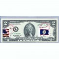 Банкнота США 2 доллара 2013 с печатью USPS, флаг Белиза, Gem UNC