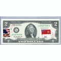 Банкнота США 2 доллара 2013 с печатью USPS, флаг Бермудских островов, Gem UNC
