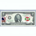 Банкнота США 2 доллара 2013 с печатью USPS, флаг Бурунди, Gem UNC