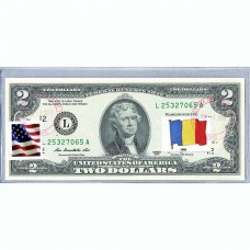 Банкнота США 2 доллара 2013 с печатью USPS, флаг Чада, Gem UNC