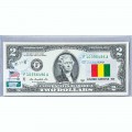 Банкнота США 2 доллара 2013 с печатью USPS, флаг Гвинеи, Gem UNC