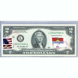 Банкнота США 2 доллара 2013 с печатью USPS, флаг Кирибати, Gem UNC