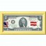 Банкнота США 2 доллара 2013 с печатью USPS, флаг Латвии (1918-1940), Gem UNC