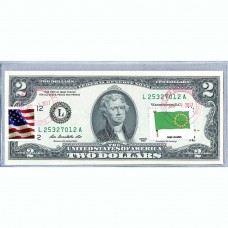 Банкнота США 2 доллара 2013 с печатью USPS, флаг Островов Кука, Gem UNC Банкнота США 2 доллара 2013 с печатью USPS, флаг Островов Кука, Gem UNC