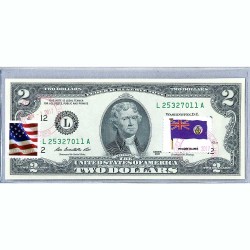 Банкнота США 2 доллара 2013 с печатью USPS, флаг Островов Питкэрн, Gem UNC