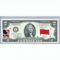 Банкнота США 2 доллара 2013 с печатью USPS, флаг России (СССР), Gem UNC