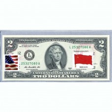 Банкнота США 2 доллара 2013 с печатью USPS, флаг России (СССР), Gem UNC