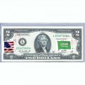 Банкнота США 2 доллара 2013 с печатью USPS, флаг Саудовской Аравии, Gem UNC