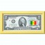 Банкнота США 2 доллара 2013 с печатью USPS, флаг Сенегала, Gem UNC