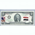 Банкнота США 2 доллара 2013 с печатью USPS, флаг Сирии, Gem UNC