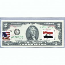 Банкнота США 2 доллара 2013 с печатью USPS, флаг Сирии, Gem UNC