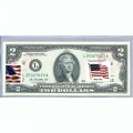 Банкнота США 2 доллара 2013 с печатью USPS, флаг США, Gem UNC