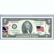 Банкнота США 2 доллара 2013 с печатью USPS, флаг США, Gem UNC