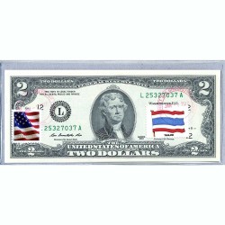 Банкнота США 2 доллара 2013 с печатью USPS, флаг Таиланда, Gem UNC