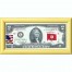 Банкнота США 2 доллара 2013 с печатью USPS, флаг Туниса, Gem UNC