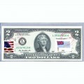 Банкнота США 2 доллара 2013 с печатью USPS, флаг Тувалу, Gem UNC