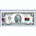 Банкнота США 2 доллара 2013 с печатью USPS, флаг Вануату, Gem UNC