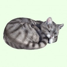 Садовая фигура Спящий кот калачиком серый