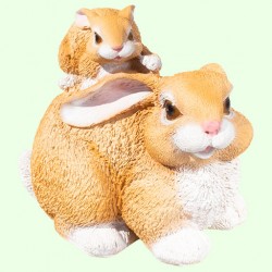 Садовая фигура Заяц с зайчонком коричневый