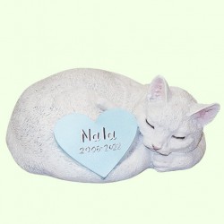 Урна для праха Кот белый с голубым сердцем