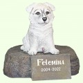 Урна для праха Сибирский хаски белый на камне М